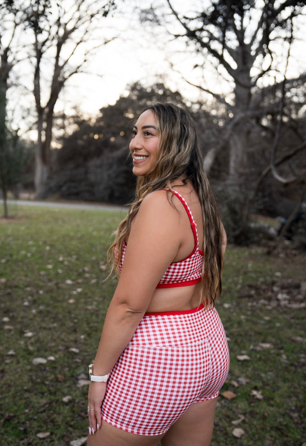 Red Hearts Gingham Shorts
